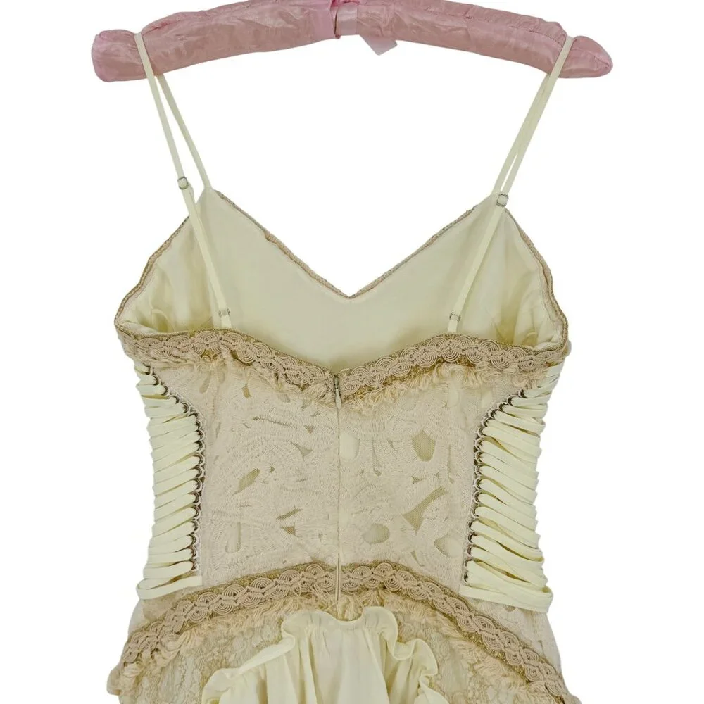 NWT Free People Ixiah Liminal Ivory Lace Ruffle Mini Dress | Grunge Fairycore 6 - Picture 9 of 16